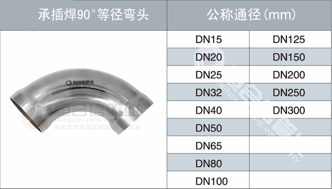 承插焊90°等徑彎頭參數(shù)1